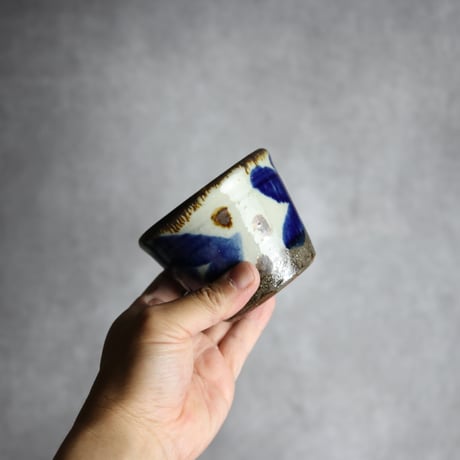 そばちょこ1 飴 呉須釉 双葉 やちむん 陶器 漂窯:7010015
