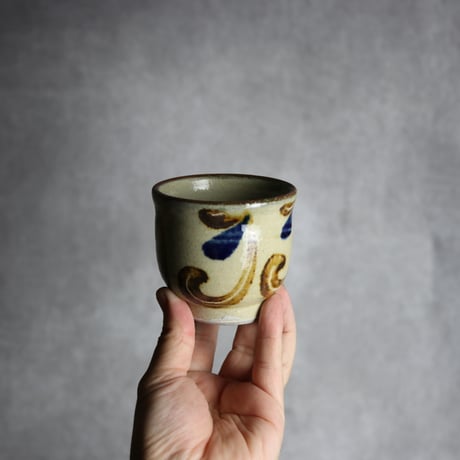 湯呑2 飴 呉須釉 やちむん 陶器 北窯 宮城正享工房 ※重い:7005034