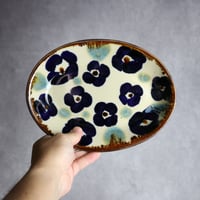 オーバル皿1 花紋 やちむん 陶器 エドメ陶房:7201002