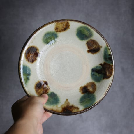 7寸皿2 三彩 点打 やちむん 陶器 榮一工房:7013019