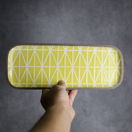 長角皿 長 シャングリラ 黃 やちむん 陶器 一翠窯:7021004
