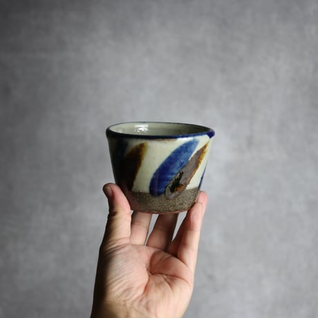 そばちょこ1 飴 呉須釉 線描 やちむん 陶器 漂窯:7010015