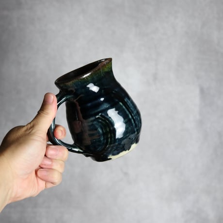 ピッチャー4寸1 呉須釉 櫛描 やちむん 陶器 北窯 松田共司工房:7004039
