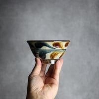 4寸マカイ 紺 茶 デイゴ柄 やちむん 陶器 陶芸こまがた:7006022