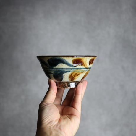 4寸マカイ 紺 茶 デイゴ柄 やちむん 陶器 陶芸こまがた:7006022