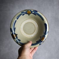 6寸ワンブー2 呉須 飴釉 唐草 やちむん 陶器 北窯 宮城正享工房:7005019