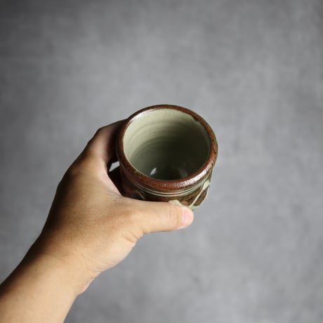 湯呑2 イッチン 格子 やちむん 陶器 北窯 宮城正享工房 ※重い:7005034