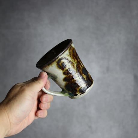 トールマグカップ1 飴釉 唐草 やちむん 陶器 榮一工房:7013098
