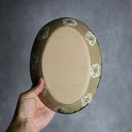 オーバル皿1 網花紋 やちむん 陶器 エドメ陶房:7201002