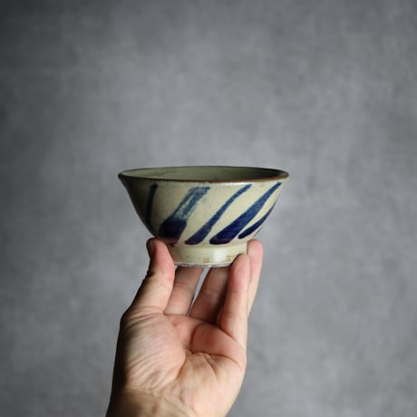 3.5寸マカイ2 呉須釉 線描 やちむん 陶器 北窯 宮城正享工房:7005013