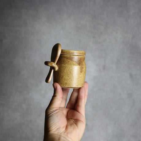 木匙付きシュガーポット1 ブラウン やちむん 陶器 cerca:7025033