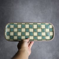 長角皿 長 格子 オーグスヤー 白 やちむん 陶器 一翠窯:7021004
