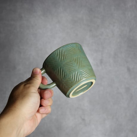 マグカップ1 鎬パターン グリーン やちむん 陶器 cerca:7025038
