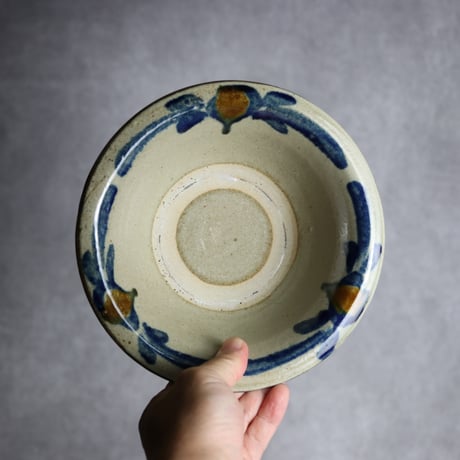 6寸ワンブー1 呉須 飴釉 唐草 やちむん 陶器 北窯 宮城正享工房:7005019
