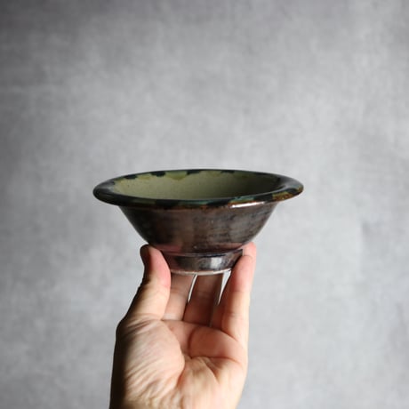 4寸ワンブー1 呉須 緑釉 縁点打 やちむん 陶器 北窯 宮城正享工房:7005017