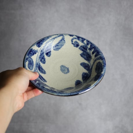 6寸皿1 呉須釉 唐草 やちむん 陶器 榮一工房:7013016