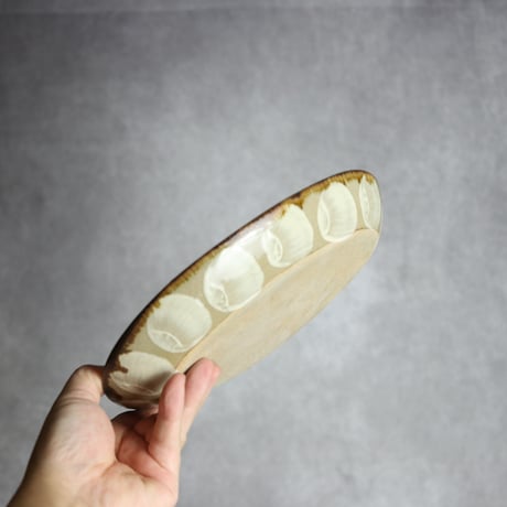 オーバル皿2 三彩紋 やちむん 陶器 エドメ陶房:7201002