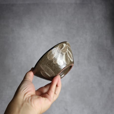 4寸鉢1 呉須 緑釉 唐草 やちむん 陶器 漂窯:7010012