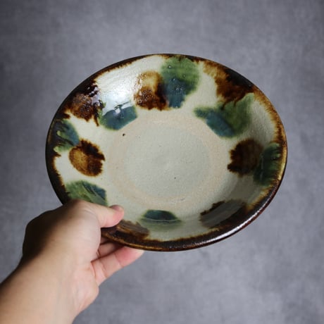 7寸皿3 三彩 点打 やちむん 陶器 榮一工房:7013019