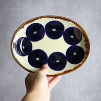 オーバル皿1 青丸紋 やちむん 陶器 エドメ陶房:7201002