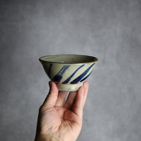 3.5寸マカイ2 呉須釉 線描 やちむん 陶器 北窯 宮城正享工房:7005013