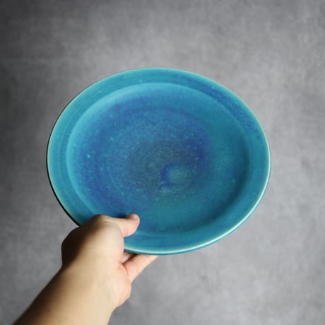 8寸皿1 トルコブルー やちむん 陶器 仁陶器工房:7023069