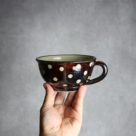 スープカップ 飴釉 蝋抜 点打 やちむん 陶器 真南風工房:7011026