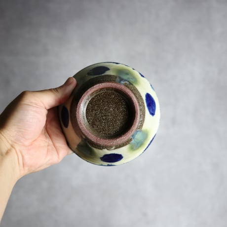 4寸マカイ2 呉須 緑釉 点打 やちむん 陶器 漂窯:7010010