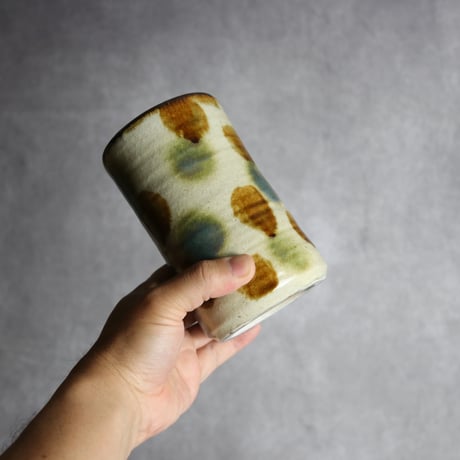 4.5寸筒1 三彩 点打 やちむん 陶器 北窯 松田共司工房:7004079