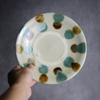 7寸皿1 三彩 点打 やちむん 陶器 漂窯:7010007