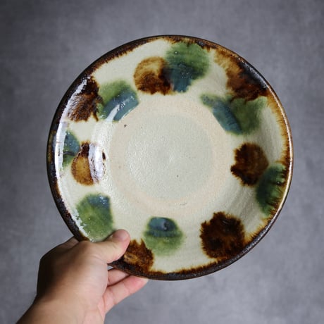 7寸皿3 三彩 点打 やちむん 陶器 榮一工房:7013019