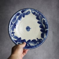 7寸皿1 呉須釉 唐草 やちむん 陶器 榮一工房:7013020