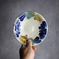 5寸皿1 三彩 菊花双葉 やちむん 陶器 漂窯:7010004