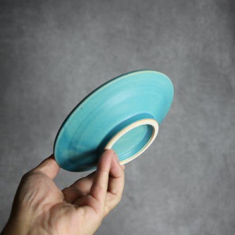 5寸リム皿2 トルコブルー やちむん 陶器 仁陶器工房:7023072