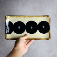 セミロングプレート1 青丸紋 やちむん 陶器 エドメ陶房:7201021