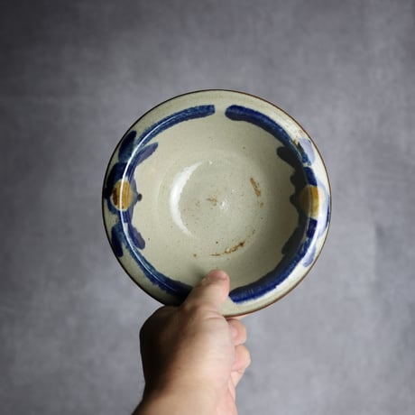 5寸ワンブー2 飴 呉須釉 菊花 やちむん 陶器 北窯 宮城正享工房:7005018