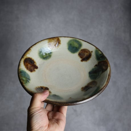 7寸皿2 三彩 点打 やちむん 陶器 榮一工房:7013019