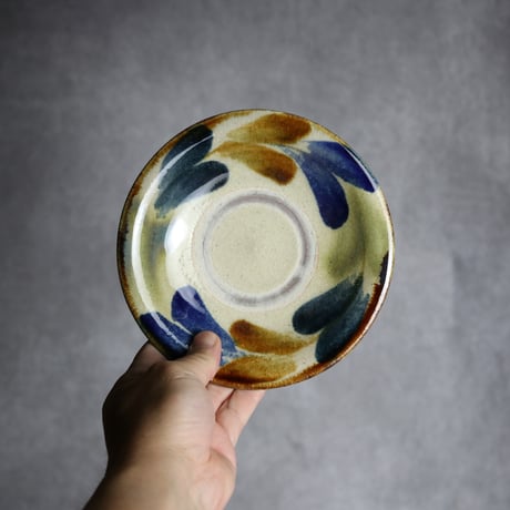 5寸皿1 三彩 双葉紋 やちむん 陶器 北窯 松田共司工房:7004006