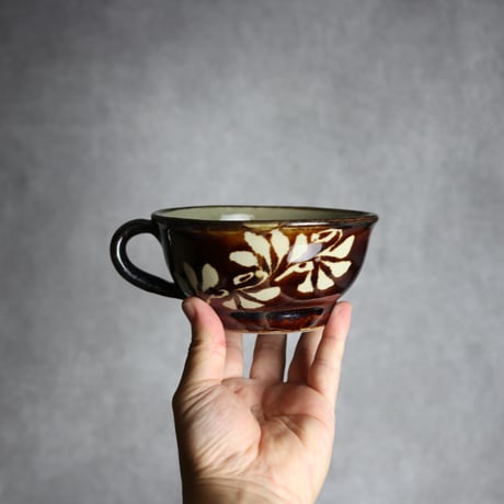 スープカップ 呉須釉 蝋抜 唐草 やちむん 陶器 真南風工房:7011026