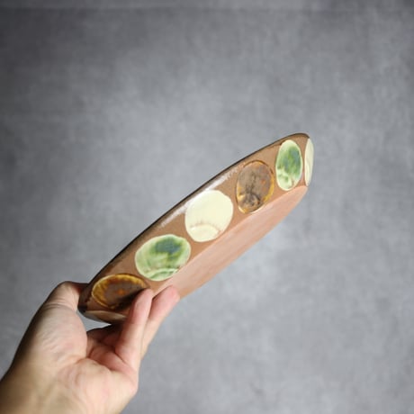 オーバル皿1 貝紋 やちむん 陶器 エドメ陶房:7201002