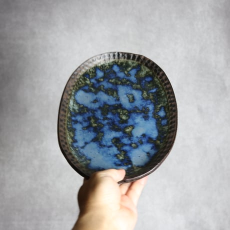 オーバルリム皿1 孔雀 やちむん 陶器 sui:7022056