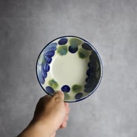 4.5寸鉢1 呉須 緑釉 菊花点打 やちむん 陶器 漂窯:7010028