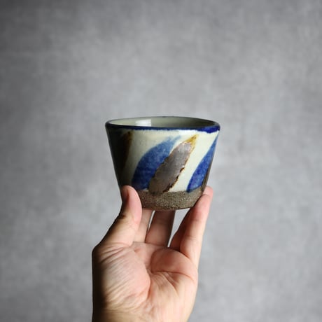 そばちょこ1 飴 呉須釉 線描 やちむん 陶器 漂窯:7010015