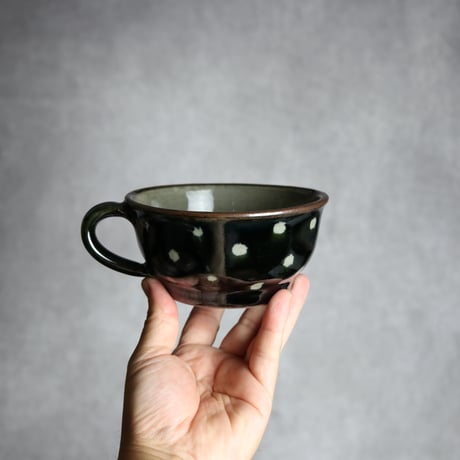 スープカップ 呉須釉 蝋抜 点打 やちむん 陶器 真南風工房:7011026