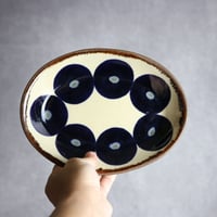 オーバル皿2 青丸紋 やちむん 陶器 エドメ陶房:7201002