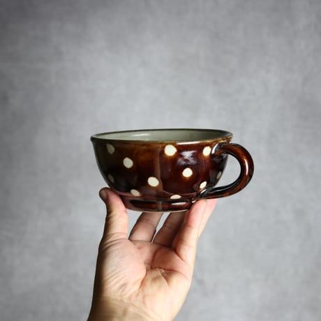 スープカップ 飴釉 蝋抜 点打 やちむん 陶器 真南風工房:7011026