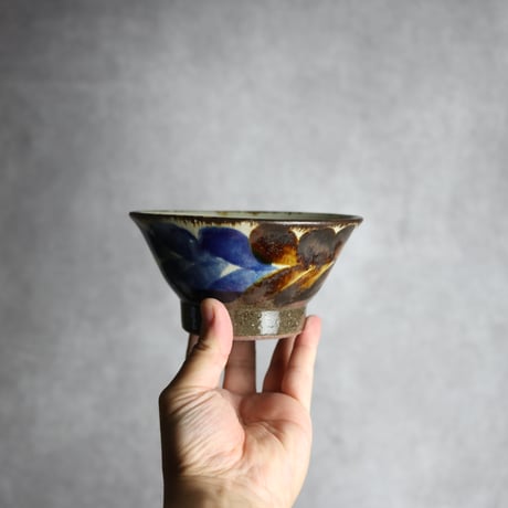 4.5寸マカイ1 飴 呉須釉 双葉 やちむん 陶器 漂窯:7010025