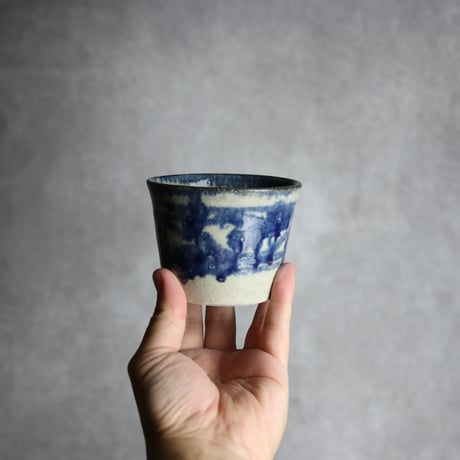 そば猪口中2 呉須 唐草 やちむん 陶器 榮一工房:7013168