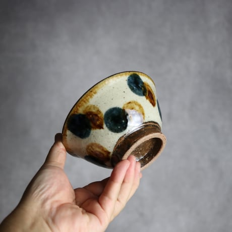 4寸マカイ 紺 茶 ドット やちむん 陶器 陶芸こまがた:7006072