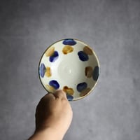 4寸鉢2 飴 呉須釉 点打 やちむん 陶器 漂窯:7010012